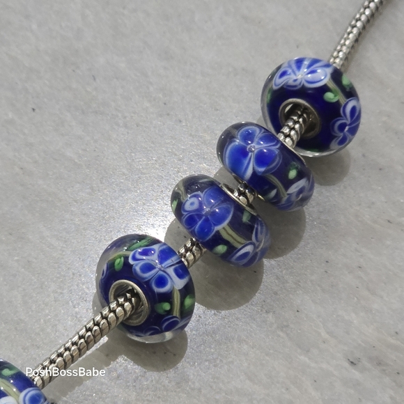 Lot of 8 Metal Core Murano Glass Beads for Pandora Trollbeads Chamilia a… - Picture 4 of 10